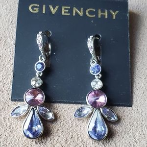 GIVENCHY Purple Crystal Teardrop Earrings